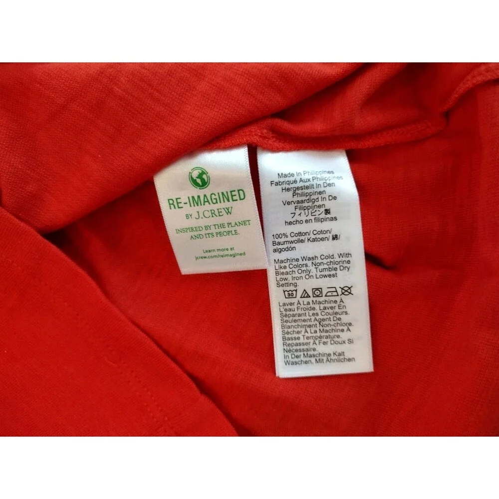 J.CREW Women's NWT short-sleeve Organic Cotton Slub red t-shirt tee - L Large
